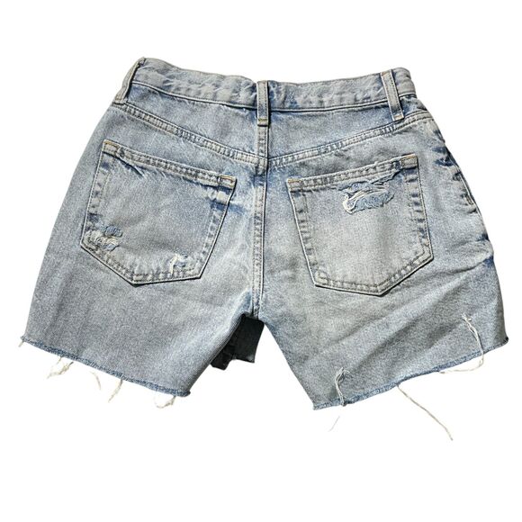 We The Free Shorts Blue Destroyed Button Fly Raw Hem 24 - Picture 4 of 14